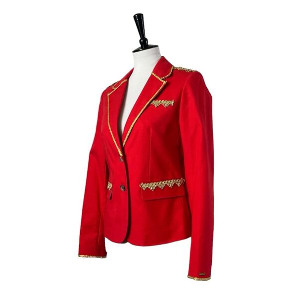 Tommy Hilfiger Blazer Military Style 2 Button Red Gold Braiding Women’s Size 6 - Picture 4 of 16